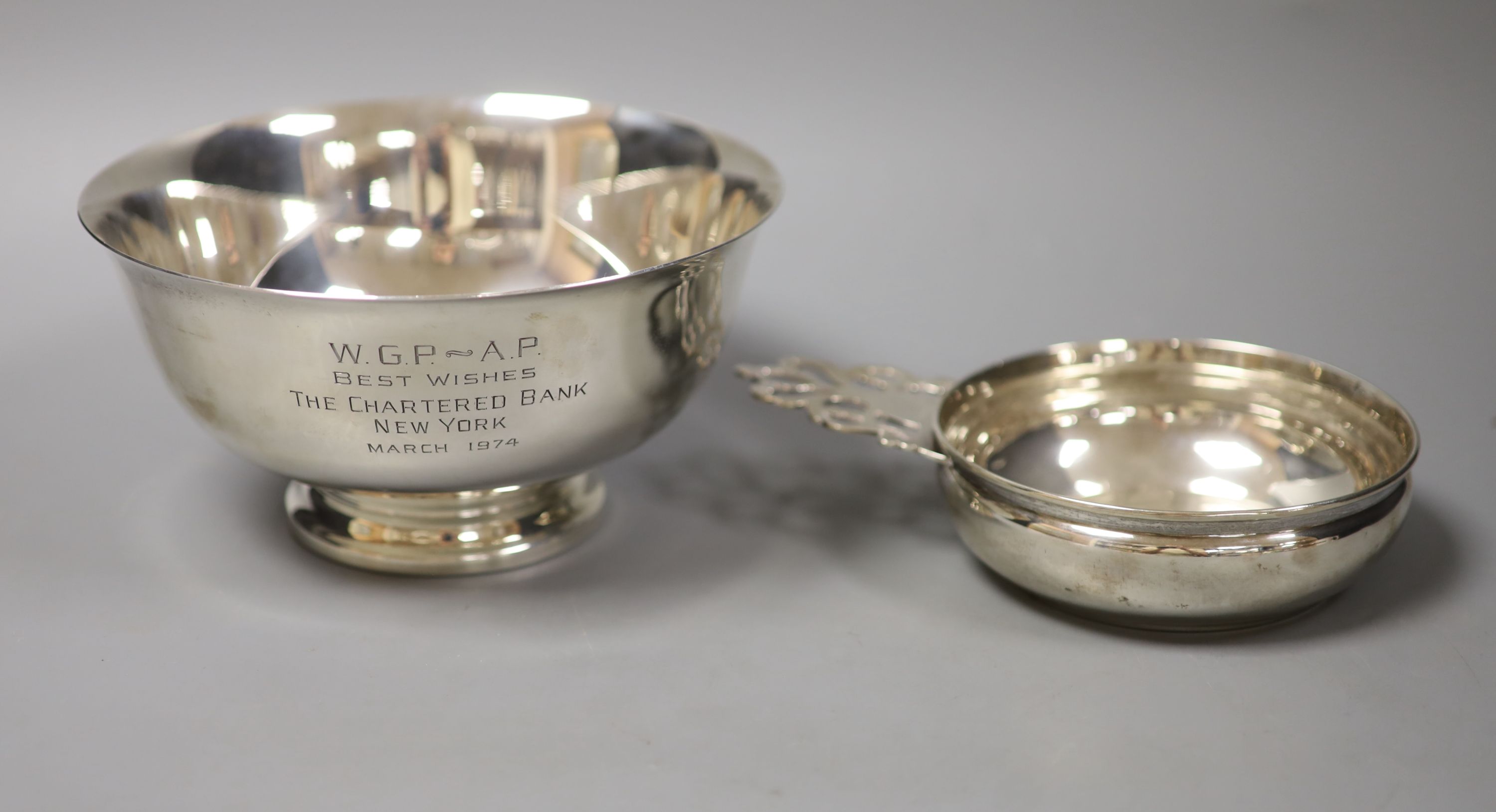 An American Reed & Barton Sterling circular bowl and a similar circular dish